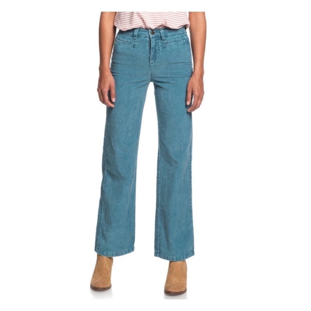 Roxy Women's Teal Corduroy Discover‎ Flare Pants Size 27 Cotton Boho